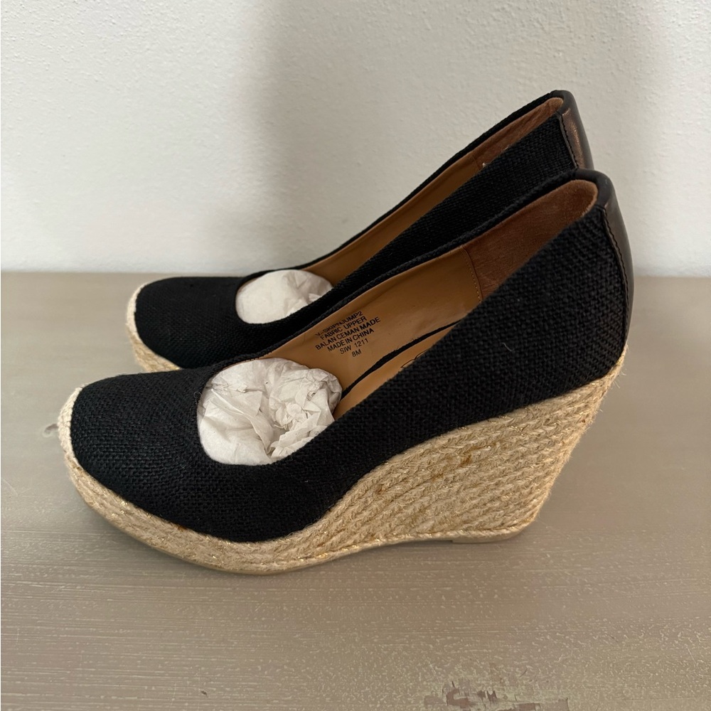 Black Wedge Espadrille Pumps - Women